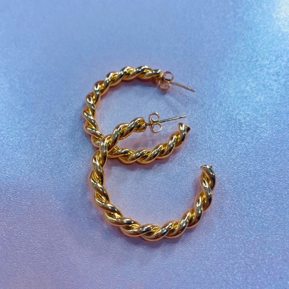 ULN Gold- Colored Twisted Hoop Earrings by Napier